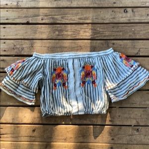 Forever 21 off shoulder embroidered top
